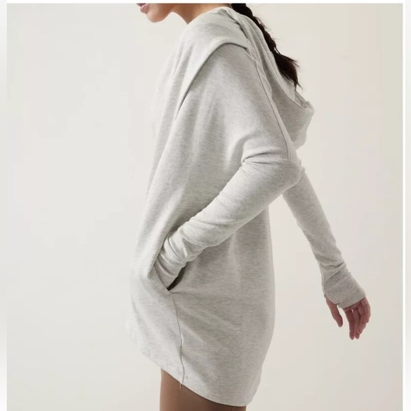 ATHLETA Purana Wrap Sweatshirt CYA Yoga Studio Soft Light Heather Gray Women’s L - Picture 2 of 8